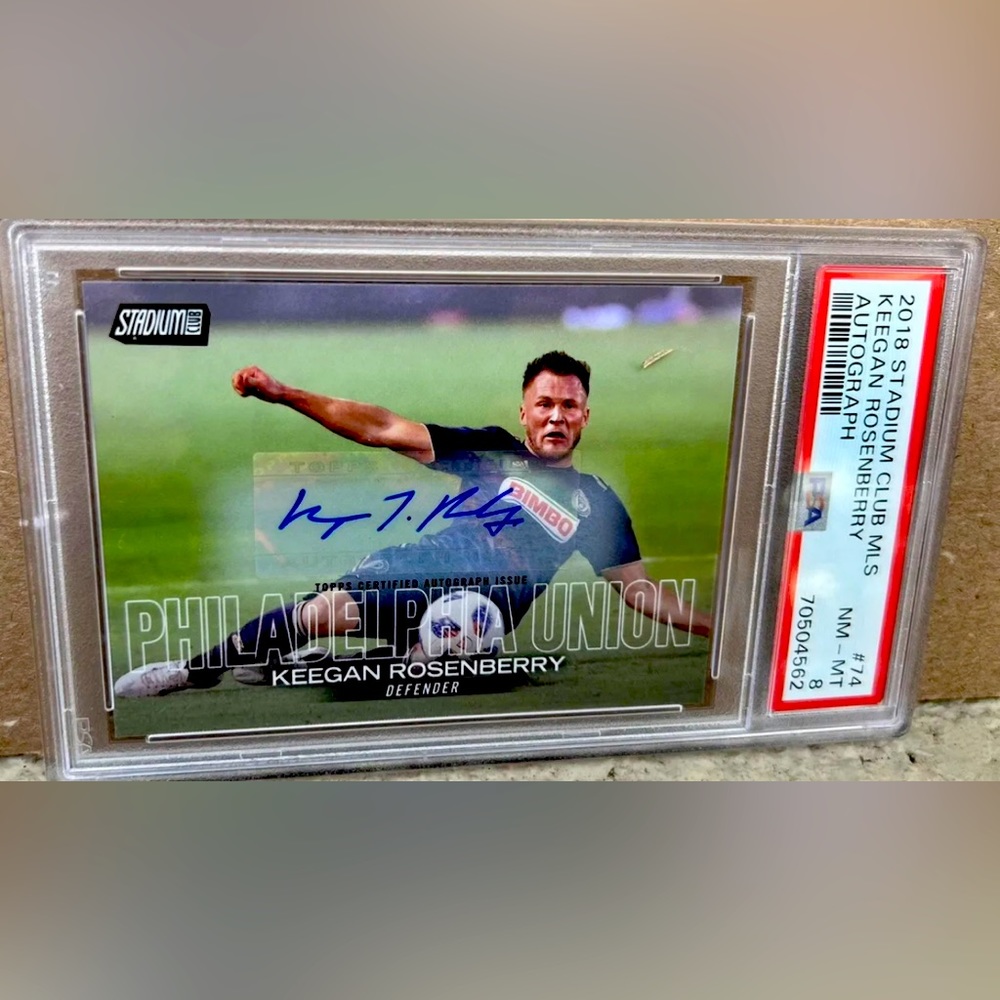 2018 Topps Stadium Club MLS Keegan Rosenberry Auto #74 Phili Union PSA 8 NM MINT